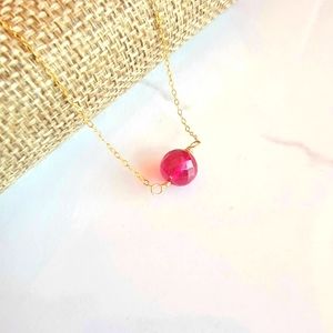 RUBY Necklace Minimalist Crystal Gemstone JULY BIRTHSTONE